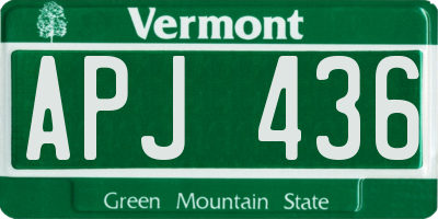 VT license plate APJ436