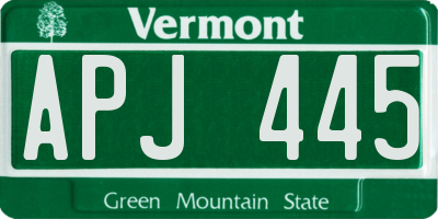 VT license plate APJ445