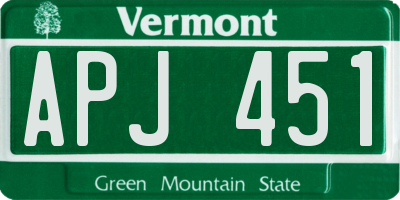 VT license plate APJ451