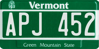 VT license plate APJ452