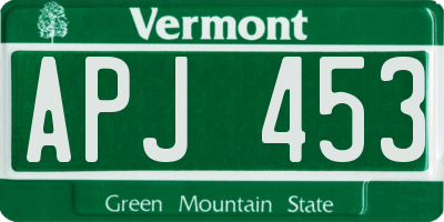 VT license plate APJ453