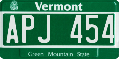 VT license plate APJ454