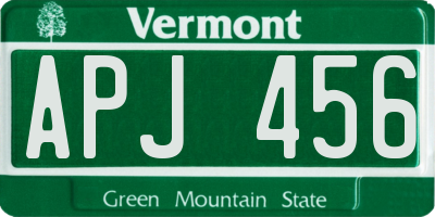 VT license plate APJ456