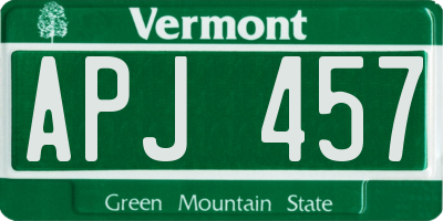 VT license plate APJ457