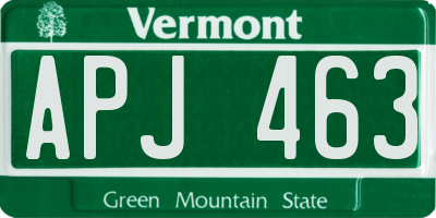 VT license plate APJ463
