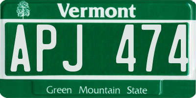 VT license plate APJ474