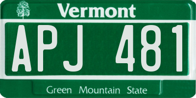 VT license plate APJ481