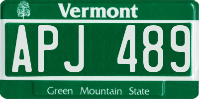 VT license plate APJ489