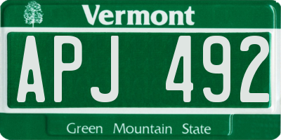 VT license plate APJ492