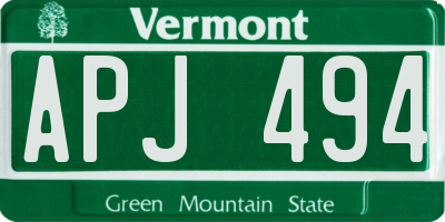 VT license plate APJ494