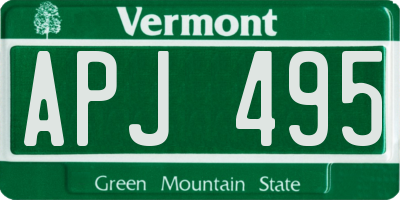 VT license plate APJ495