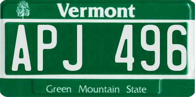 VT license plate APJ496
