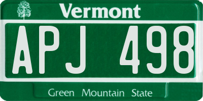 VT license plate APJ498