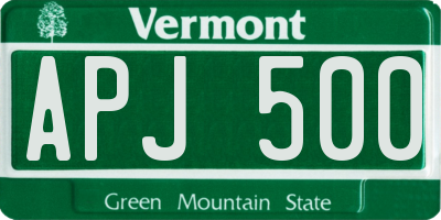VT license plate APJ500