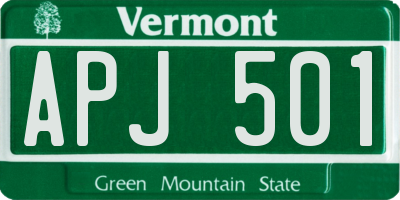 VT license plate APJ501