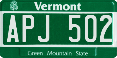 VT license plate APJ502