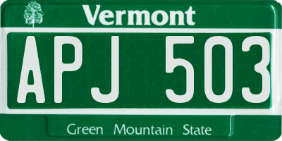 VT license plate APJ503