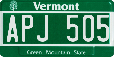 VT license plate APJ505