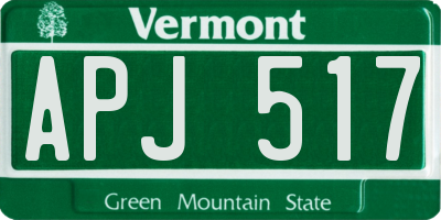 VT license plate APJ517