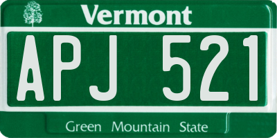 VT license plate APJ521