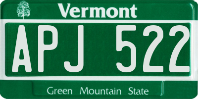 VT license plate APJ522
