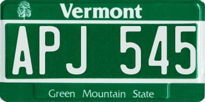 VT license plate APJ545