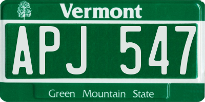 VT license plate APJ547