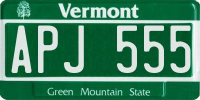 VT license plate APJ555