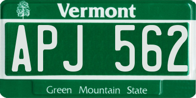 VT license plate APJ562