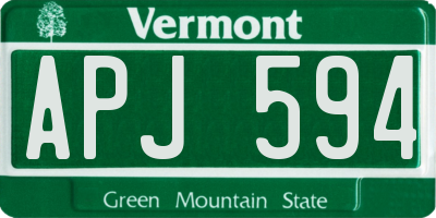 VT license plate APJ594