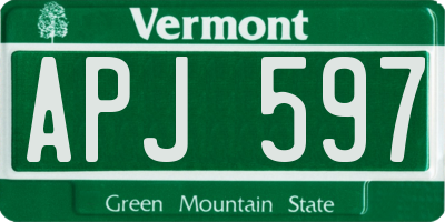 VT license plate APJ597