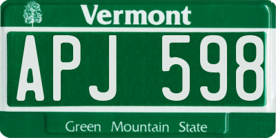VT license plate APJ598