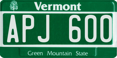 VT license plate APJ600