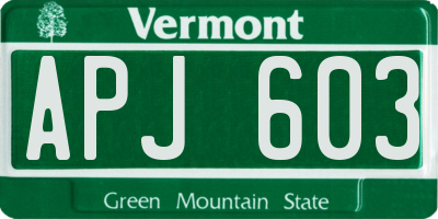 VT license plate APJ603