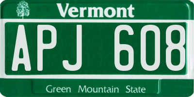 VT license plate APJ608