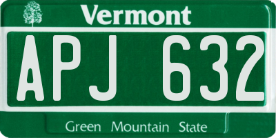 VT license plate APJ632