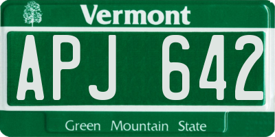 VT license plate APJ642