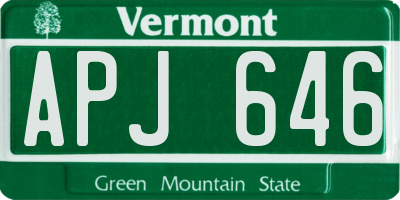 VT license plate APJ646