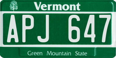 VT license plate APJ647