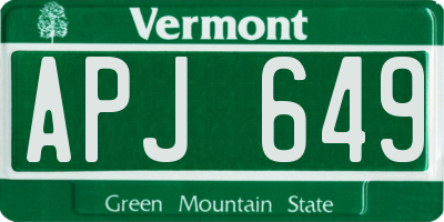 VT license plate APJ649