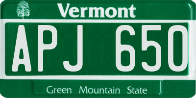 VT license plate APJ650