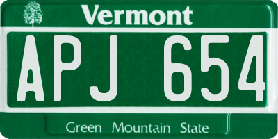 VT license plate APJ654