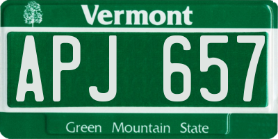 VT license plate APJ657