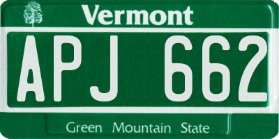 VT license plate APJ662