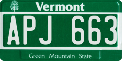 VT license plate APJ663