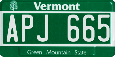 VT license plate APJ665