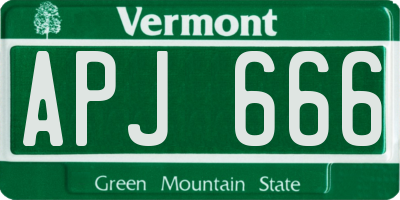 VT license plate APJ666
