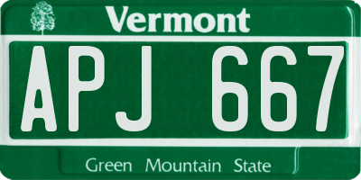 VT license plate APJ667