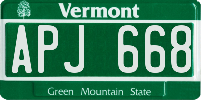 VT license plate APJ668