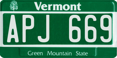 VT license plate APJ669